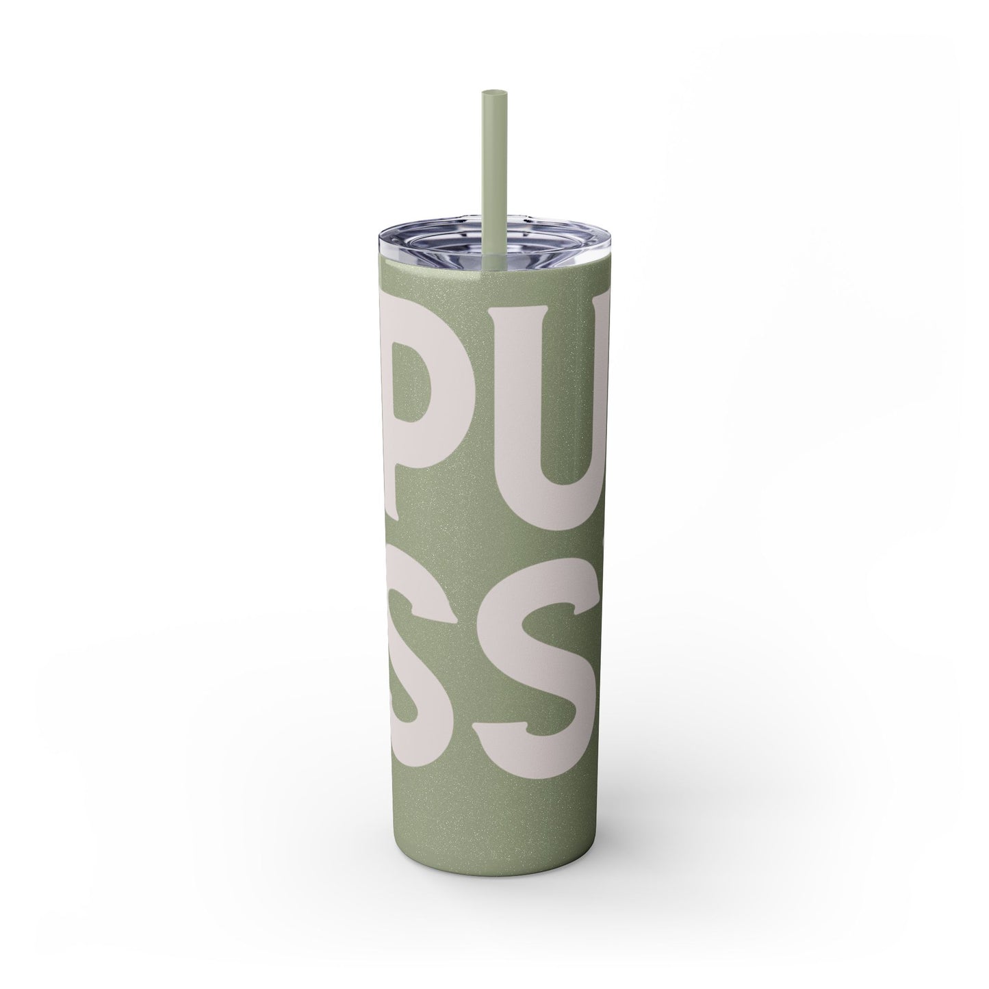 Pussy Power Skinny Tumbler with Straw, 20oz