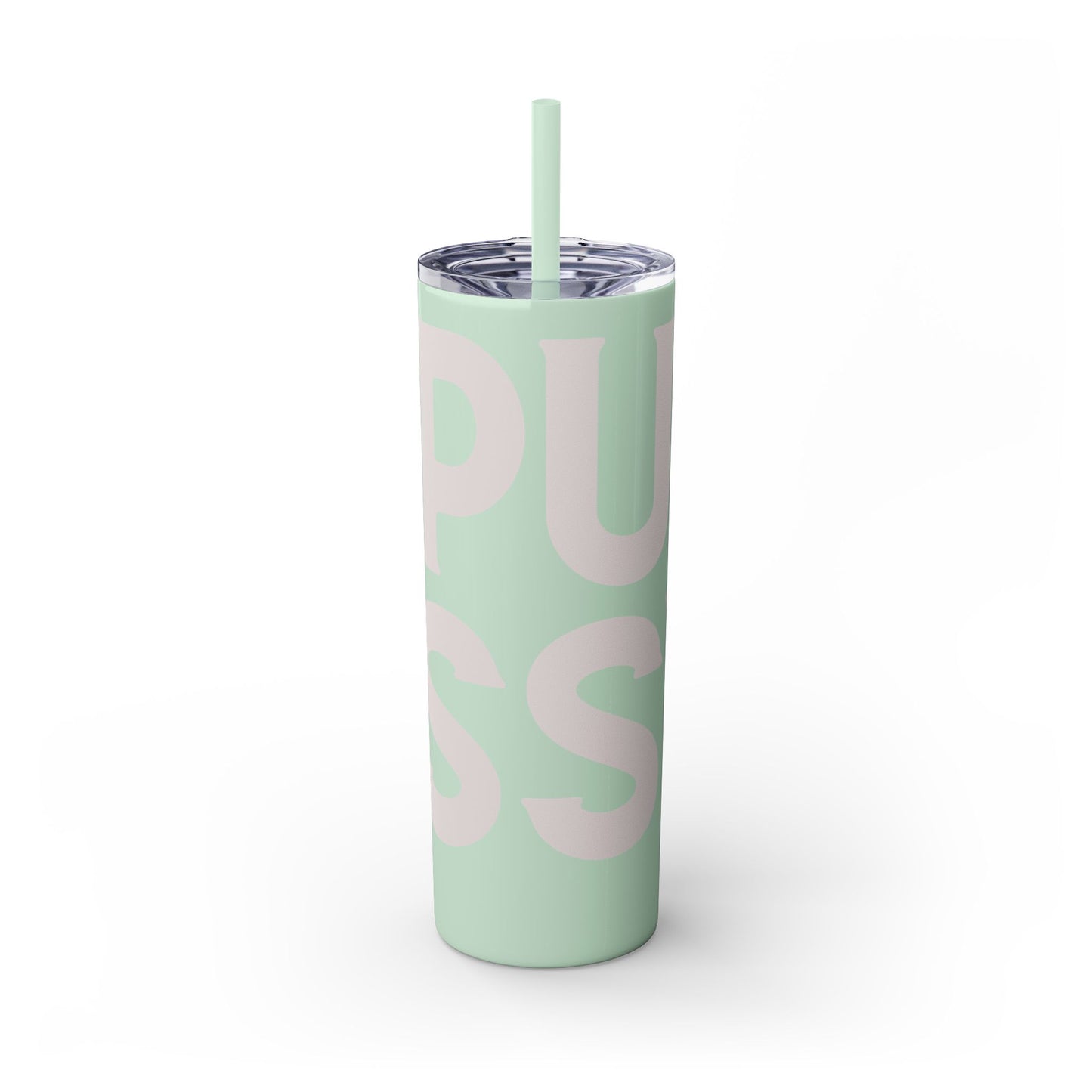 Pussy Power Skinny Tumbler with Straw, 20oz