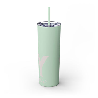 Pussy Power Skinny Tumbler with Straw, 20oz