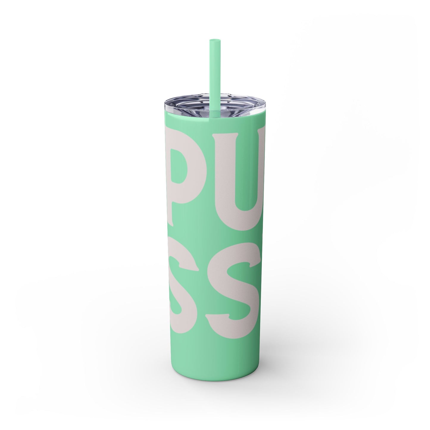 Pussy Power Skinny Tumbler with Straw, 20oz